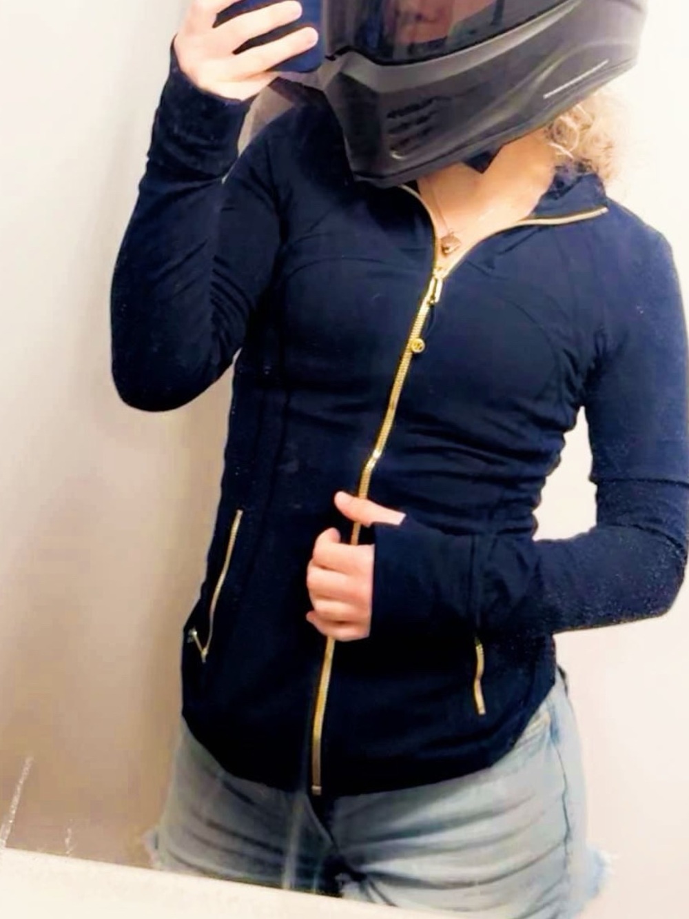 lululemon athletica Navy Zip-Up Hoodie with Gold Zippers